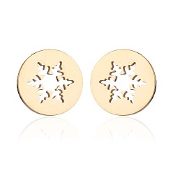 Снежинка Рождество 304 серьги-гвоздики из нержавеющей стали, золотые, снежинка, 10 мм