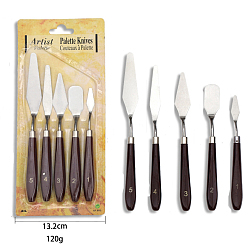 Coconut Brown 5Pcs Painting Knife Sets, Painting Scraper, Stainless Steel Palette Knife, Painting Art Spatula with Wood Handle, Art Painting Knife Tools for Oil Canvas Acrylic Painting, Coconut Brown, 16.5~23cm