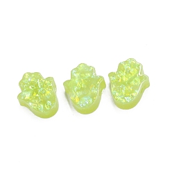 Green Yellow Opaque Resin Beads, Hamsa Hand, Green Yellow, 14x12mm