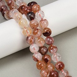 Красный Кварц Натуральный гематоидный кварц / нитки из железистого кварца, круглые, 10~10.5 мм, отверстие : 1 мм, около 37~38 шт / нитка, 15.55''~15.35'' (39~39.5 см)