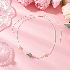 Нектар Регулируемые круглые плетеные бусины из натурального зеленого авантюрина и желтого нефрита для женщин, нектар, 14.96 дюйм (38 см) ~ 24.57 дюйм (62.4 см)