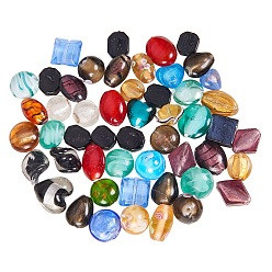 (52) Непрозрачная лаванда Бусины лэмпворк , разнообразные, разноцветные, 4~20x4~20 мм, отверстие : 1~2.5 мм, 50 шт / комплект