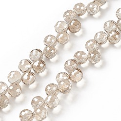 пшеница Прозрачные стеклянные бусины, Топ пробуренной, граненый (96 граней), круглые, цвет пшеницы, 9 мм, отверстие : 1.5 мм, около 71~72 шт / нитка, 17.13~17.32 дюйм (43.5~44 см)