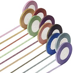 Couleur Mélangete Ruban de paillettes, ruban de robe de mariage, emballage cadeau, matériel de bricolage, couleur mixte, 6 mm, 10 rouleaux / ensemble