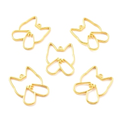 Golden Alloy Open Back Bezel Pendants, for DIY UV Resin, Epoxy Resin, Pressed Flower Jewelry, Cadmium Free & Lead Free, Cat, Golden, 36.5x29x2mm, Hole: 2mm