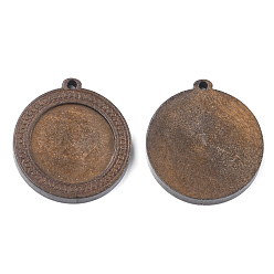 Верблюжий Деревянная подвеска кабошон настройки, подвесная база, плоско-круглые, верблюжие, лоток : 25 мм, 38.5x35.5x5 мм, отверстие : 2.5 мм