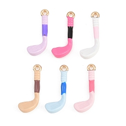 (52) Непрозрачная лаванда Подвески из эмали и сплава, прелести гольф-клуба, золотые, разноцветные, 20x8x3.5 мм, отверстие : 1.4 мм