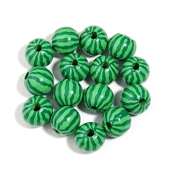 Зеленый Древесина европейского бисера, круглые, арбуз, зелёные, 16 мм, отверстие : 4 мм, 10 шт / комплект