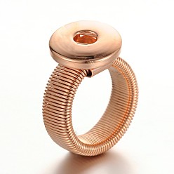 Rose Gold Adjustable Brass Finger Ring Components Snap Fastener Settings, Rose Gold, 18mm, Snap: 19mm, Half Hole: 6x4mm, fit Snap Buttons in 5~6mm Knob