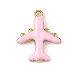 Pink 304 нержавеющей стальной эмали подвески, прелести самолета, золотые, розовые, 19x16x3 мм, отверстие : 1.6 мм