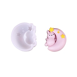 Белый Diy дисплей силиконовые формы, формы для литья смолы, луна с кроликом, белые, 75x66x32 мм