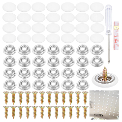 Белый 30шт. кожаная и железная автомобильная крепежная пряжка, В комплекте: 1 стальные крестообразные отвертки и 1 мягкая полиуретановая рулетка для крепления зажимов для автомобильного тента на крыше., белые, 19.5x4.5 мм