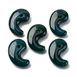 Зеленый агат Подвески из натурального зеленого оникса, окрашенная и подогревом, Магатама, 30x18~20x8 мм, отверстие : 2.5 мм