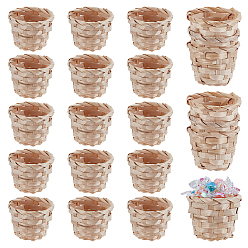 Цвет Древесины Мини бамбуковая корзина, аксессуары для домашнего кукольного домика с микро-ландшафтом, притворяясь опорными украшениями, деревесиные, 50~80x65 мм, внутренний диаметр: 65 мм, 24 шт