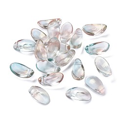 Аква Прозрачные стеклянные бусины, с блеском золотой порошок, Petaline, вода, 12.5x6x5.5 мм, отверстие : 0.8 мм