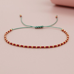 (123L) Белый крем непрозрачный блеск Стеклянные бусины плетеные браслеты из бисера, Браслеты из плетеного синтетического волокна для женщин, огнеупорный кирпич, 11.02 дюйм (28 см)