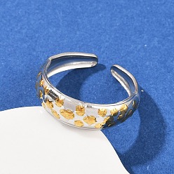 Звезда 304 двухцветные манжетные кольца из нержавеющей стали, ионное покрытие (ip), золотые и нержавеющая сталь цвет, звезда, 6.5 мм, внутренний диаметр: регулируемый