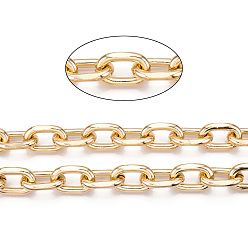 Light Gold Cadena portacables facetada de aluminio, cadenas de eslabones ovalados con corte de diamante, sin soldar, la luz de oro, 22x14x4 mm