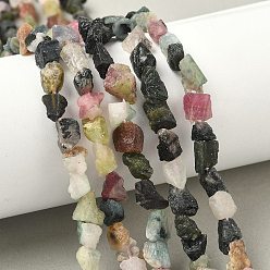 Турмалин Необработанные натуральные разноцветные бусины из турмалина, самородки, 7~12x4~10x3~8 мм, отверстие : 1 мм, около 46~52 шт / нитка, 15.35~15.94'' (39~40.5 см)