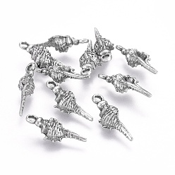 С Покрытием Тайского  Серебра Подвески из сплава , Тема океана, без свинца, без никеля и без кадмия, раковина, Таиланд, стерлинговое серебро, покрытие, 16.5x6.5x4.5 мм, отверстие : 1.5 мм