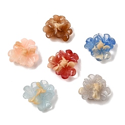Gemischte Farbe Transparente Harz- und Glitzerpulver-Cabochons, Blume, Gemischte Farbe, 19~20x21~21.5x9.5~10 mm
