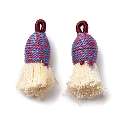 Желтая Старая Ткань  Хлопковые подвески с кисточками, полиэстером, старое кружево, 32~37x11~12 мм, отверстие : 2x4.5 мм