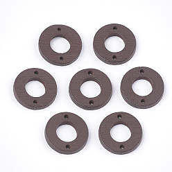 Кокосово-Коричневый Окрашенные тополя дерева ссылки, пончик, кокосового коричневый, 18x2.5 мм, отверстие : 1.6 мм