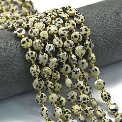 Далматинских Джаспер Природные яшмы далматин бисер нитей, граненый пятиугольный разрез, плоско-круглые, с бисером, 8~9x5 мм, отверстие : 0.8 мм, около 36 шт / нитка, 15.16''~15.24'' (38.5~38.7 см)