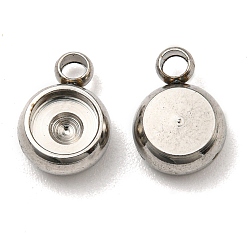 Stainless Steel Color Non-Tarnish 201 Stainless Steel Pendant Rhinestone Settings, Flat Round, Stainless Steel Color, Fit for Rhinestone: 4mm, 8x5.5x3mm, Hole: 1.5mm