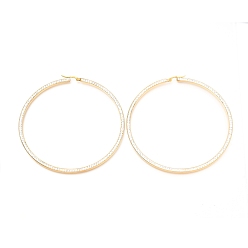 Золотой Серьги из 304 нержавеющей стали, с полимерной глиной стразами, плоская форма кольца, золотые, 90x88x2.6 мм, штифты : 0.7 мм