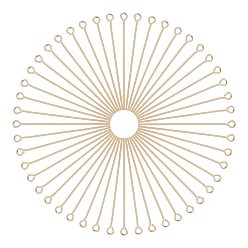 Настоящее золото 18K 150 шт. Латунный штифт с ушком, долговечный, реальный 18 k позолоченный, 21 датчик, 45 мм, отверстие : 2 мм, штифты : 0.7 мм