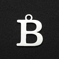 Letter B Не тускнеющие 201 подвески из нержавеющей стали, лазерная резка, буквы, цвет нержавеющей стали, letter.b, 12x9.5x1 мм, отверстие : 1.5 мм