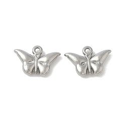 Нержавеющая Сталь Цвет 304 прелести нержавеющей стали, очарование бабочки, анти-тускнение, цвет нержавеющей стали, 10x14.5x3 мм, отверстие : 1 мм