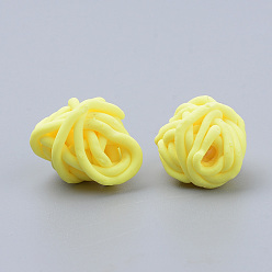 Желтый Бусины из полимерной глины , клубок, желтые, 11~14x12~15x12~15 мм, отверстие : 2~3 мм