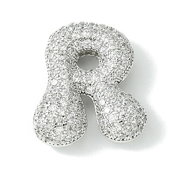 Letter R Стойки обшивки латунь кубического циркония подвески, без кадмия и без свинца, долговечный, алфавит, Буква R, 22x19x7 мм, отверстие : 4x2 мм