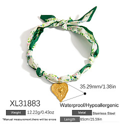 Сердце 304 ожерелья-шарфы с подвесками из нержавеющей стали, золотые, сердце, 25.59 дюйм (65 см), Кулон : 35.29 мм