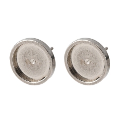 Нержавеющая Сталь Цвет 201 Выводы серьги из нержавеющей стали шпилька, плоско-круглые, с 316 нержавеющей стали, цвет нержавеющей стали, лоток : 10.5 мм, 12 мм, штифты : 0.8x11 мм