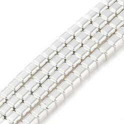 с Покрытием Серебра Гальванические нити из синтетических немагнитных гематитовых бусин, граненый куб, со серебряным покрытием, 4x4x4 мм, отверстие : 1 мм, около 139 шт / нитка, 16.38'' (41.6 см)