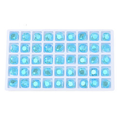 Темно-Голубой Стеклянные стразы кабошоны, ногтей декоративные аксессуары, граненые, квадратный, глубокое синее небо, 10x10x5 мм