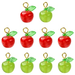 (52) Непрозрачная лаванда 20 шт. 2 стильные подвески ручной работы в технике лэмпворк и акрила, яблоко, с железной фурнитурой, разноцветные, 17.6 мм, отверстие : 3.6 мм, 10 шт / стиль