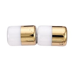 Light Gold Гальванические стеклянные бусины, колонка, два тона, золотой свет, 11.5~12x8~8.5 мм, отверстие : 1.2~1.4 мм