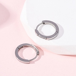 Платина 304 серьги-кольца из нержавеющей стали с прозрачным кубическим цирконием, с 316 нержавеющей стали, платина, 16x2 мм
