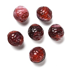 Dark Red Two-tone Opaque Acrylic Beads, Turtle Shell, Dark Red, 10~11x12mm, Hole: 1.8mm, about 625pcs/500g