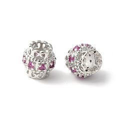 Средний Фиолетово-красный Латунные микро проложить Цирконий Европейский бисером, баррель, стойки покрытие, прочное покрытие, без кадмия и без свинца, средне фиолетовый красный, 8x7.5 мм, отверстие : 4 мм