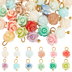 (52) Непрозрачная лаванда 60 шт. подвески в виде синтетических окрашенных кораллов, с золотыми тонами латунных петель, разноцветные, 9x7x6.5 мм, отверстие : 1.6 мм