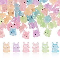 Mixed Color 48Pcs 6 Colors Luminous Resin Dog Figurine, for Home Office Desk Decoration, Glow in the Dark, Mixed Color, 15x16x19.5mm, 8pcs/color