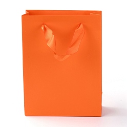 Оранжево-Красный Прямоугольные бумажные пакеты, с ручками, для подарочных пакетов и сумок, оранжево-красный, 20x15x0.6 см