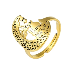 Настоящее золото 18K 201 регулируемые кольца из нержавеющей стали для женщин, луна, реальный 18 k позолоченный, 19 мм, внутренний диаметр: 18 мм