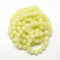 Beige Baking Painted Crackle Glass Bead Strands, Round, Beige, 8mm, Hole: 1.3~1.6mm, about 100pcs/strand, 31.4 inch