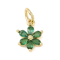 Морско-зеленый Латунные микро проложить кубического циркония подвески, , с прыжковых колец, реальный 18 k позолоченный, цвета морской волны, 10.5x8x3 мм